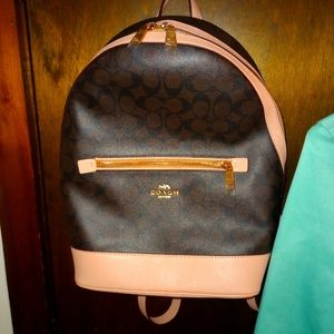 Coach signature Kenley backpack with pink accents